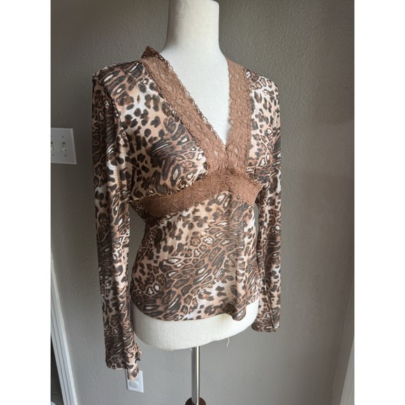 Vintage Y2K Fairy Top Stretch Lace Flared‎ Sleeve Office Phoebe Buffay Large - Picture 2 of 4